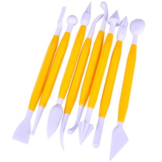 ชุดเครื่องมือไม้คลึงทำ ฟองดอง ด้ามสีเหลือง 8pcs. (Modelling Tools)