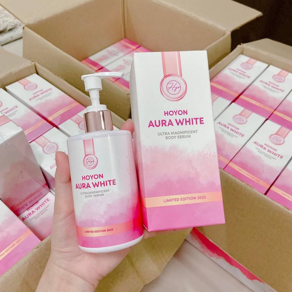 ของแท้-100-โลชั่นโฮยอน-ออร่าไวท์-แพคเกจใหม่-hoyon-aura-white-body-serum-บำรุงผิวนุ่ม-ยิ่งใช้-ยิ่งกระจ่างใส-300ml