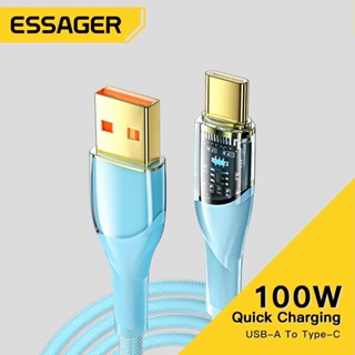 Essager 7A 100W สายชาร์จ c-type สายชาร์จ โปร่งใส ชาร์จเร็ว usb เป็น c-type สายเคเบิลข้อมูล OPPO Realme โทรศัพท์มือถือ สายชาร์จเร็ว