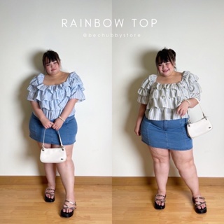 “Rainbow top”เสื้อสไตล์เกาหลีสาวอวบ แฟชั่น ลายทาง