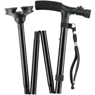 Folding Cane with LED Light Foldable Walking Stick Anti-Slip Lightweight Disability Aluminium Cane Torch Adjustable Port