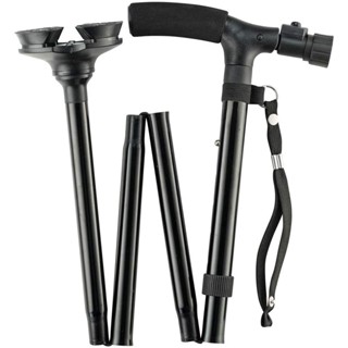 Folding Cane with LED Light Foldable Walking Stick Anti-Slip Lightweight Disability Aluminium Cane Torch Adjustable Port