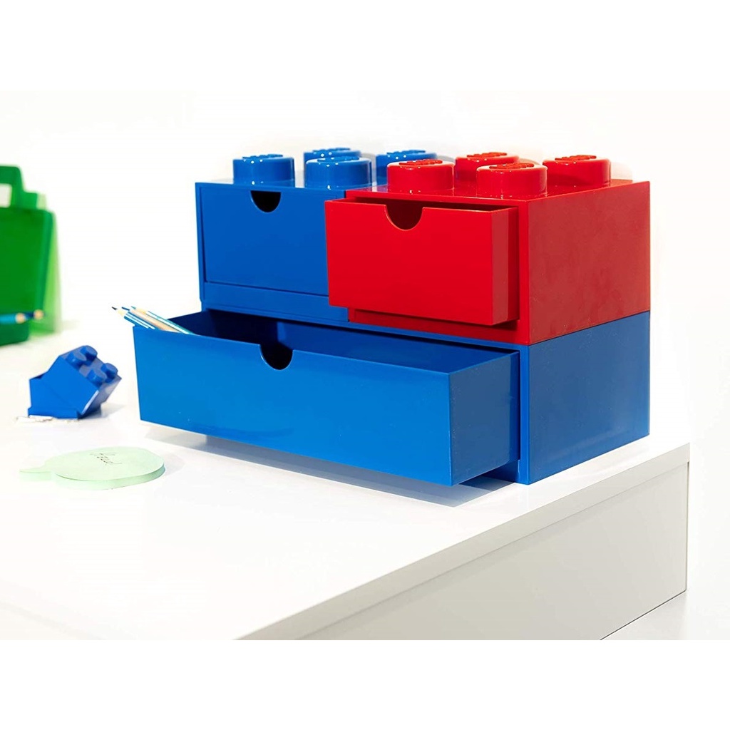 กล่องลิ้นชัก-กล่อง-เลโก้-ตั้งโต๊ะ-สีน้ำเงิน-lego-desk-drawer-brick-4-blue-16x16x12-ซม