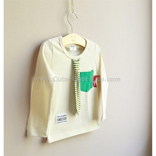 TLB-216 เสื้อแขนยาวเด็กชาย sweater สีครีม