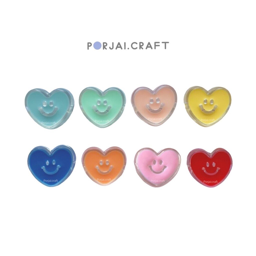 ภาพหน้าปกสินค้าลูกปัดหัวใจหน้ายิ้มใส Smiley face heart Beads 18mm จากร้าน porjai.craft บน Shopee