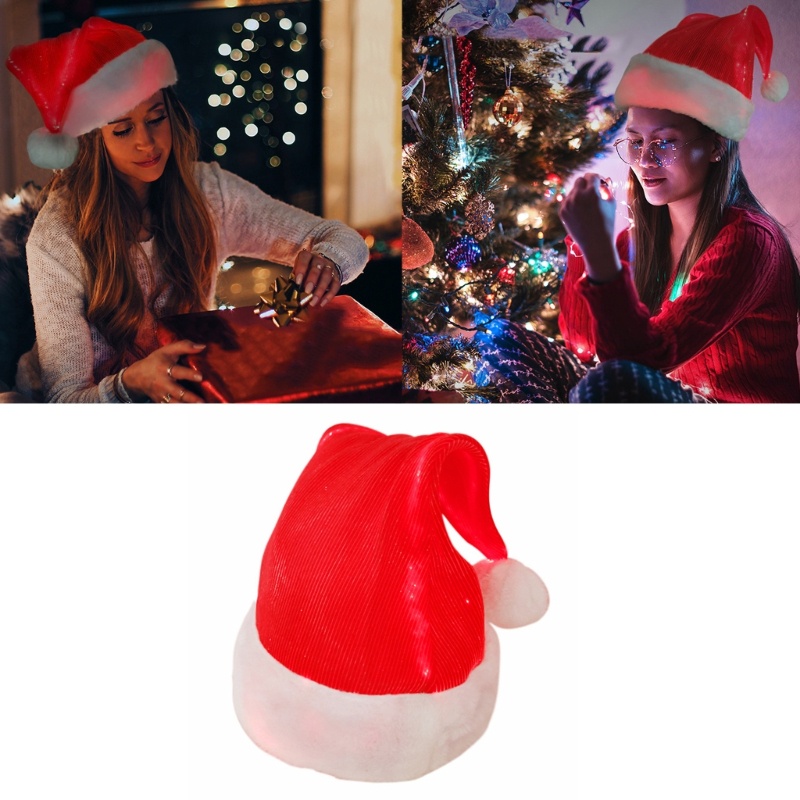 หมวกซานต้า-เรืองแสงในที่มืด-สําหรับผู้ใหญ่-เหมาะกับเทศกาลคริสต์มาส-ปีใหม่