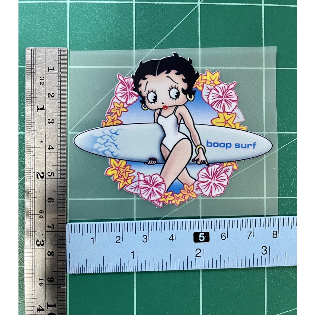 ตัวรีดการ์ตูน-betty-boop-ผู้หญิงผมดำเช็กชี่-สติกเกอร์รีดติดเสื้อ