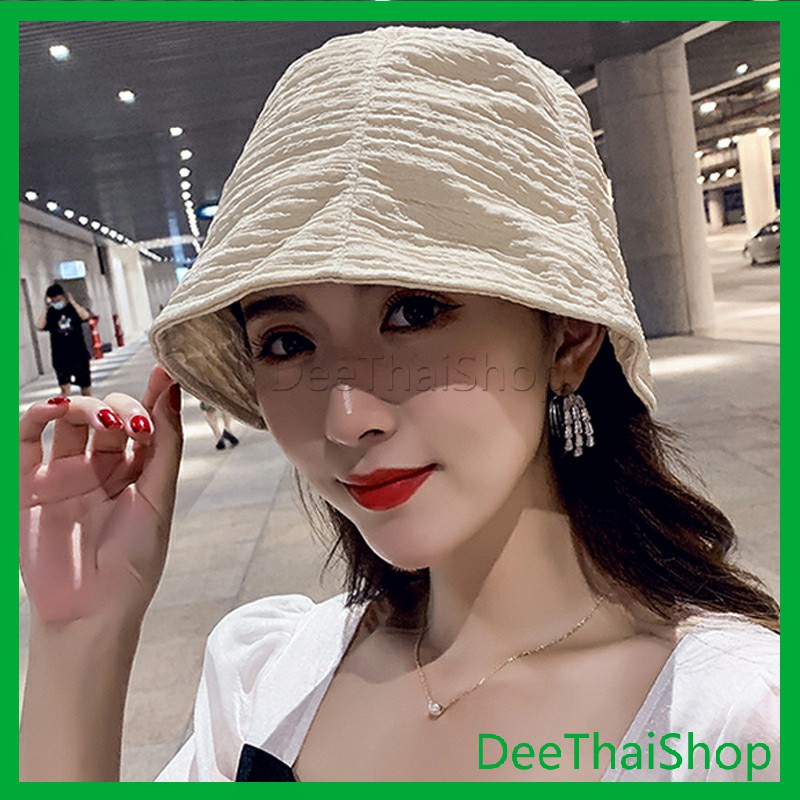 deethai-fashion-พร้อมส่งจากไทย-หมวกบัคเก็ต-ลายผ้าย่น-ดีไซญี่ปุ่นออกแบบ-หมวกแฟชั่น-หมวกแฟชั่น-bucket-hats