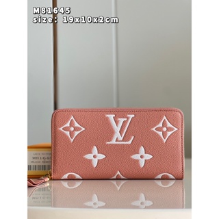 พรี​ ราคา4200 Lv Louis Vuitton Zippy M81645 หนังวัว แบรนด์เนน กระเป๋าสตางค์  คลัทช์19.5*10.5*2.5cm