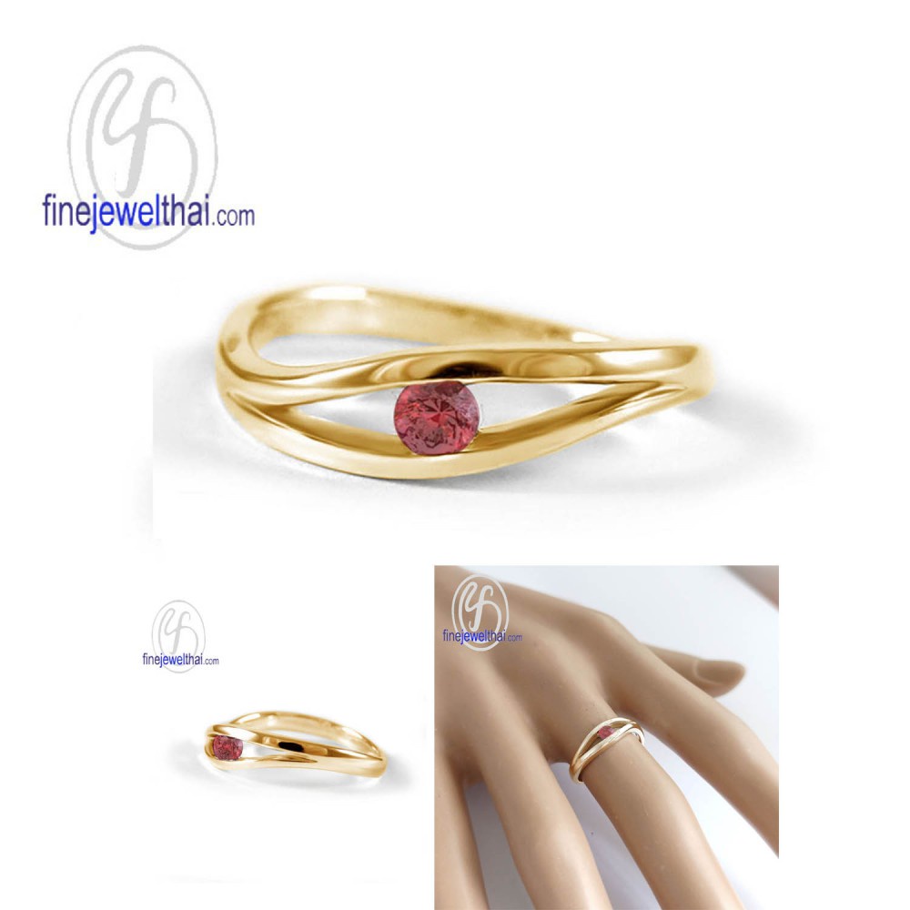 finejewelthai-แหวนทับทิม-แหวนเงินแท้-แหวนพลอย-พลอยประจำเดือนเกิด-ruby-silver-ring-r1234rb-เลือกสีตัวเรือนได้