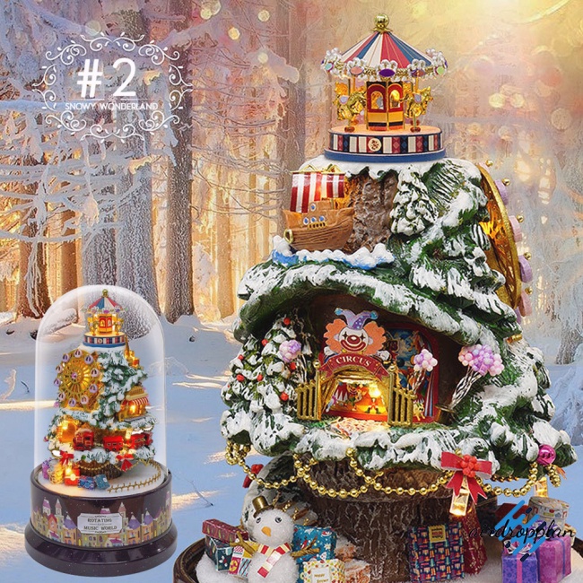 aird-บ้านตุ๊กตา-มีเสียงดนตรี-หมุนได้-พร้อมกล่องดนตรีใส-diy-สําหรับเด็ก-ของขวัญคริสต์มาส