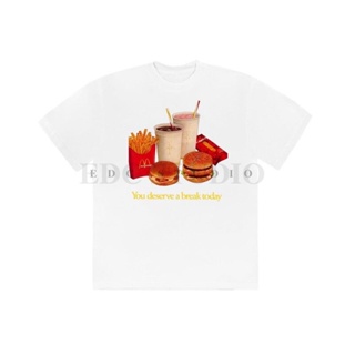 เสื้อยืดแขนสั้น พิมพ์ลาย Travis Scott McDonalds burger fries สําหรับผู้ชาย ใหม่