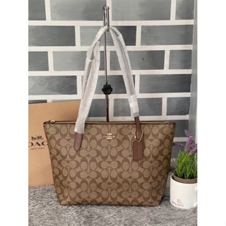 COACH ZIP TOP TOTE IN SIGNATURE CANVAS