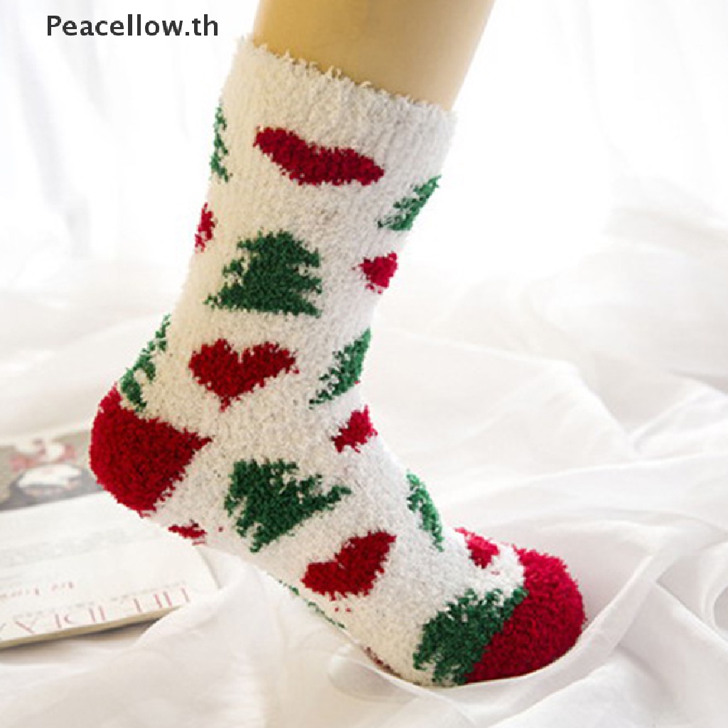 ภาพหน้าปกสินค้าPeacellow ถุงเท้า ผ้าฟลีซ ลายคริสต์มาสน่ารัก ให้ความอบอุ่น เหมาะกับฤดูหนาว สําหรับผู้หญิง 1 คู่ จากร้าน peacellow.th บน Shopee