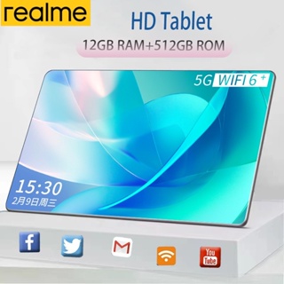 Realme P20 แท็บเล็ต Android 12+512GB 10 inch บลูทู ธ สำนักงานออนไลน์ WIFI แท็บเล็ตราคาถูก หน้าจอขนาดใหญ่ Dual SIM
