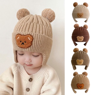 Bobora หมวกถัก ผ้าขนสัตว์ แต่งหูหมีน่ารัก ให้ความอบอุ่น แฟชั่นฤดูหนาว สไตล์เกาหลี สําหรับเด็ก