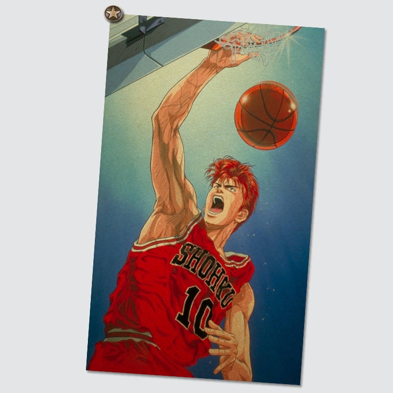 โปสเตอร์อนิเมะ-วอลเปเปอร์การ์ตูน-โปสเตอร์สแลมดังก์-sakuragi-flower-road-rukawa-maple-retro-wall-sticker-poster-cafe