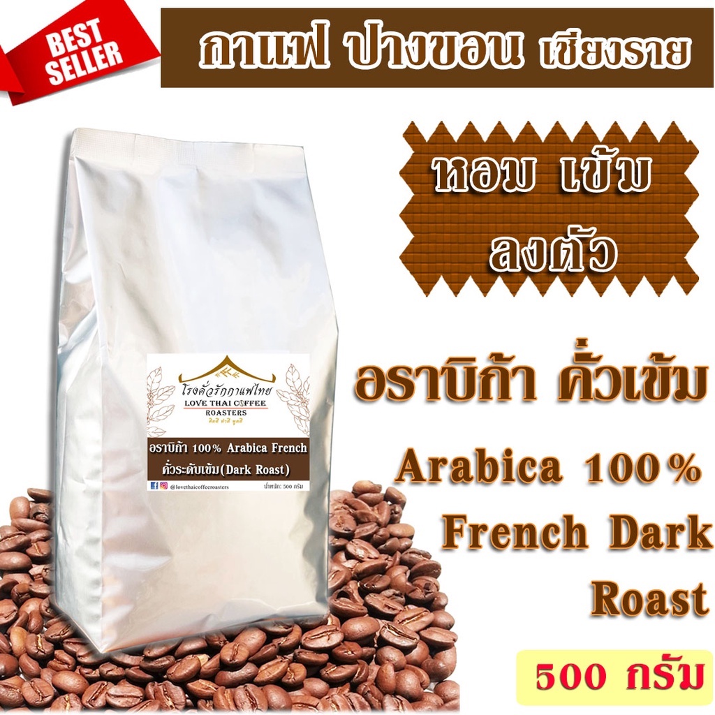 ราคาและรีวิวเมล็ดกาแฟ อราบิก้า ปางขอน คั่วเข้ม 500 กรัม / Arabica 100% French Dark Roast 500g.