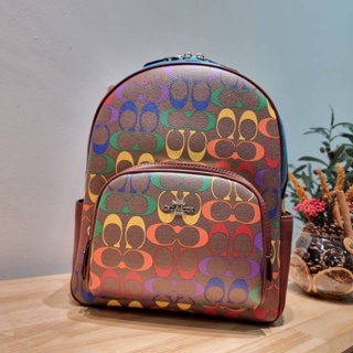 COACH CA140 COURT BACKPACK IN RAINBOW SIGNATURE CANVAS