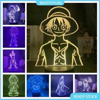 โคมไฟตั้งโต๊ะ LED รูปการ์ตูนอนิเมะวันพีช 3D เปลี่ยนสีได้ สําหรับตกแต่งห้องนอนเด็ก