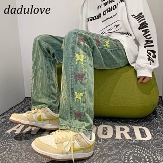 DaDulove💕 New Korean Butterfly Print Jeans Hip Hop Loose High Street Wide Leg Pants Fashion Womens Clothing