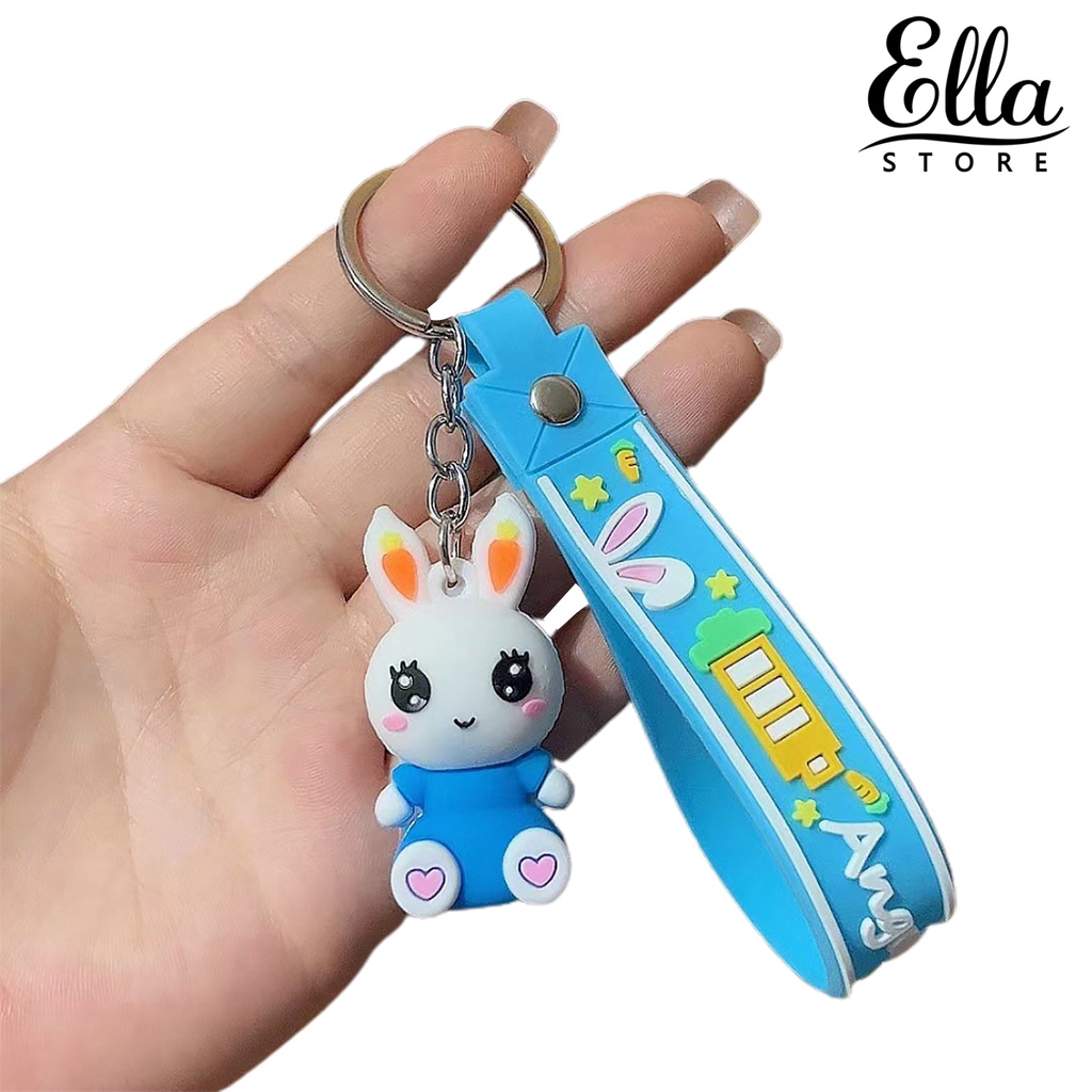 ellastore123-พวงกุญแจ-จี้ตุ๊กตาการ์ตูนกระต่ายน่ารัก-สามมิติ-หลากสี-สําหรับตกแต่งกระเป๋าเป้สะพายหลัง-diy