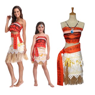 ชุดเดรสกระโปรงคอสเพลย์ Moana Holiday สําหรับเด็กผู้หญิง อายุ 4-9 ปี