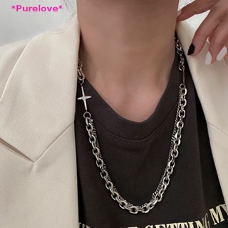 Purelove&gt; ใหม่ สร้อยคอโซ่ แบบหนา สองชั้น สไตล์พังก์ ฮิปฮอป เครื่องประดับแฟชั่น