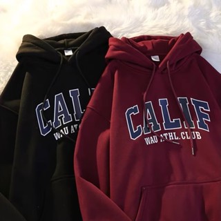 [คุณภาพดี] เสื้อฮู้ดดี้ แบบสวมหัว แขนยาว ทรงหลวม โอเวอร์ไซซ์ ลายตัวอักษร สไตล์วินเทจ แฟชั่นผู้ชาย สีขาว สีเทา สีแดง