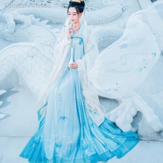 เตรียมการจัดส่ง▲﹍℡ใหม่ Bodhi Snow Cihangjing เครื่องแต่งกายโบราณ Hanfu ผู้หญิงกระโปรงยาวทุกวันปรับปรุงปัก Tang ฤดูร้อนขน