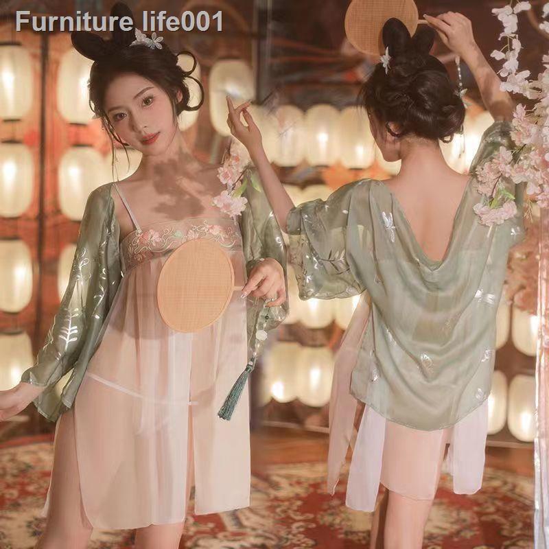 เตรียมการจัดส่ง-ใหม่เซ็กซี่-hanfu-โบราณ-suspenders-tulle-nightdress-ผ้ากันเปื้อนชุด-pure-desire-สไตล์-imperial-concubi