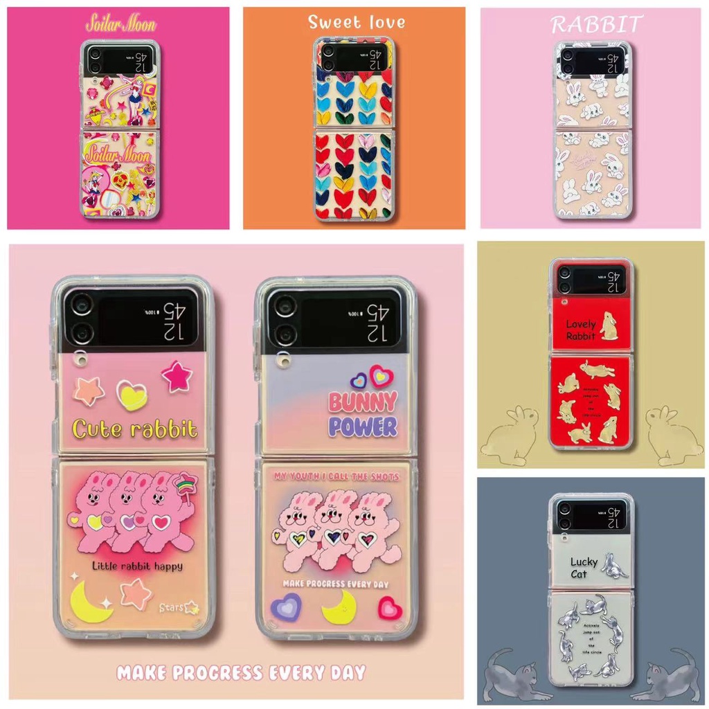 เคสโทรศัพท์มือถือ-pc-แข็ง-แบบใส-กันกระแทก-ลายกราฟฟิตี้-แมวกราฟฟิตี้-กระต่าย-หัวใจ-สําหรับ-samsung-galaxy-z-flip-3-5g-z-flip-4