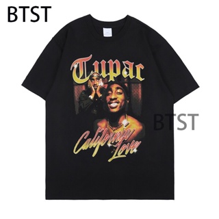 2021ใหม่2pac Rap T เสื้อพิมพ์ O-Neck เสื้อแขนสั้นบุรุษปกติคุณภาพสูง Hip Hop TShirt Tupac ผ้าฝ้ายสีดำเสื้อยืด