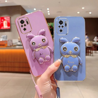 เคสโทรศัพท์มือถือ ซิลิโคนนิ่ม ลายกระต่าย 3D พร้อมขาตั้ง สําหรับ Xiaomi Poco M3 Pro 5G Poco X3 GT Poco M4 Pro 5G Redmi Note 10 10s Redmi Note 11 11s Redmi Note 10 Pro Max