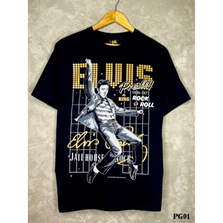 Elvisเสื้อยืดสีดำสกรีนลายPG01
