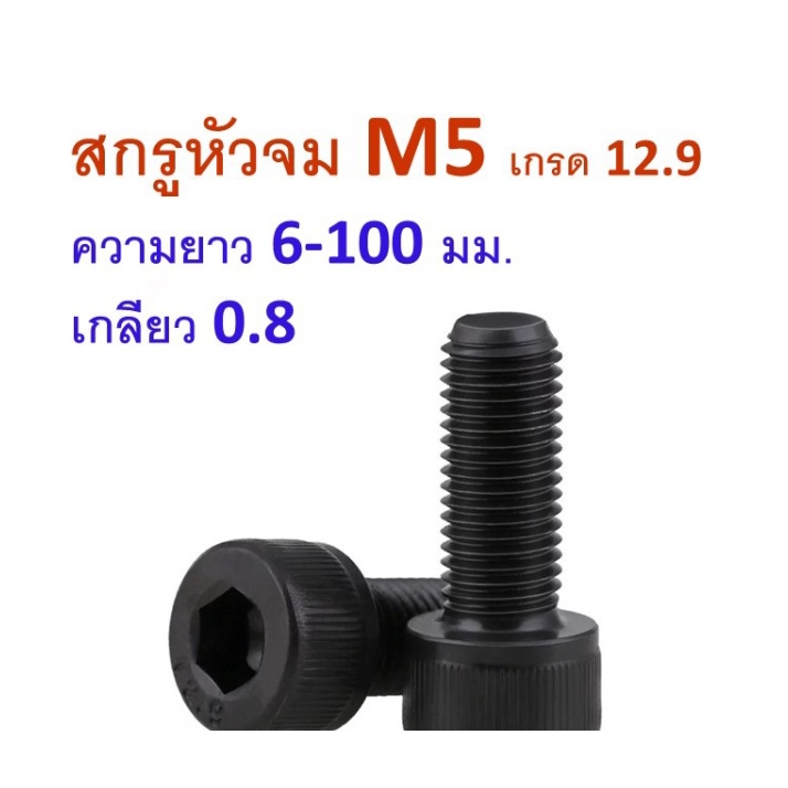 สกรูหัวจม-ดำ-m5-ยาว-8-100-มิล-น็อตหัวจม-ขายเป็นชุด