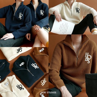 ภาพหน้าปกสินค้า🔥️ทักแชทรับโค้ดลดเพิ่ม Knit Polo Sweater with Half Zip HOB STUDIOS ที่เกี่ยวข้อง