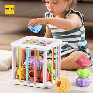 Binyue RT783 🔥 พร้อมส่ง ของเล่นเด็ก บล็อกตัวต่อสีรุ้ง กล่องบล็อคหยอด ของเล่นเสริมพัฒนาการเด็ก