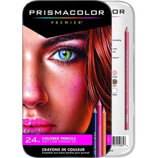 ดินสอสี 24 สี รูปปริซึม พรีเมียร์ | อุปกรณ์ศิลปะ สําหรับการวาดภาพ ร่างภาพ การระบายสี สําหรับผู้ใหญ่ | ดินสอสี แบบนิ่ม สําหรับเฉดดิ้ง และเงา