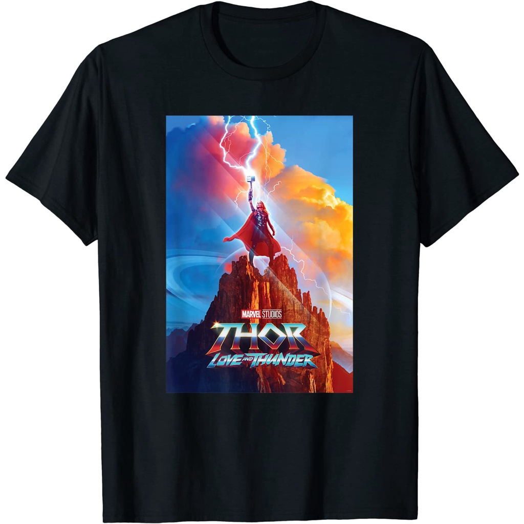 เสื้อยืด-พิมพ์ลายโปสเตอร์-marvel-thor-love-and-thunder-jane-foster-mjlnir-สําหรับผู้ใหญ่เสื้อยืดคอกลม