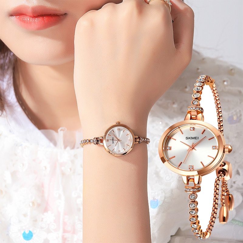 skmei-นาฬิกาข้อมือควอตซ์แฟชั่น-สายเข็มขัดโลหะ-ประดับเพชรเทียม-3d-กันน้ํา-หรูหรา-สําหรับสตรี