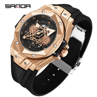 Sanda นาฬิกาข้อมือควอตซ์แฟชั่น กันน้ํา หน้าปัดกลวง แบรนด์หรู สําหรับผู้ชาย
