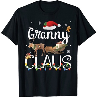 T-shirt Granny Claus Funny Grandma ชุดนอนเสื้อยืดลําลองแขนสั้นพิมพ์ลายคริสต์มาส ชุดคริสต์มาสใหม่