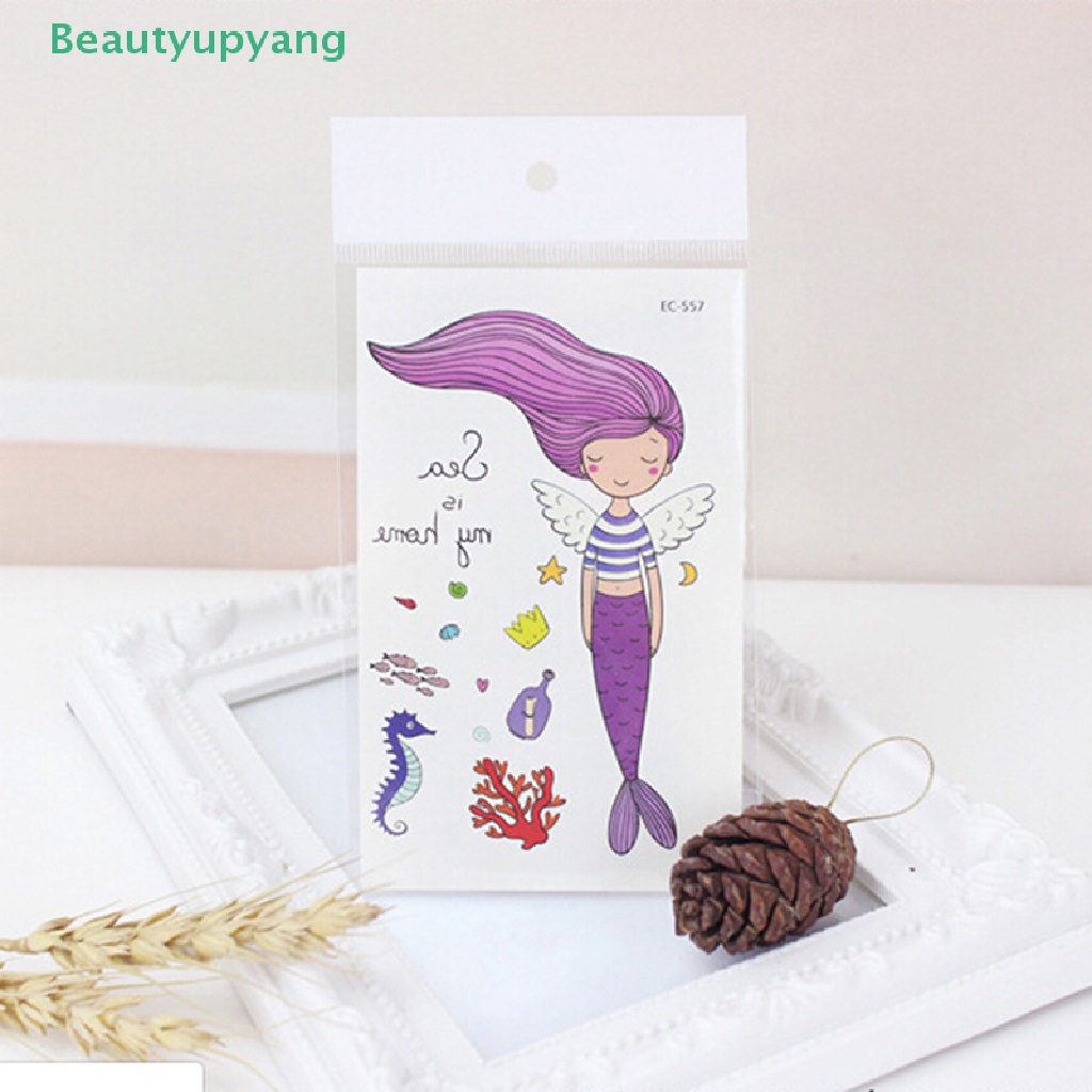 beautyupyang-สติกเกอร์รอยสักชั่วคราว-ลายการ์ตูนนางเงือก-กันน้ํา-สําหรับเด็ก