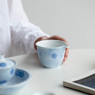 [A012] ชุดถ้วยชาเซรามิค ลายดอกซากุระ สีฟ้า สไตล์ญี่ปุ่น สําหรับครัวเรือน