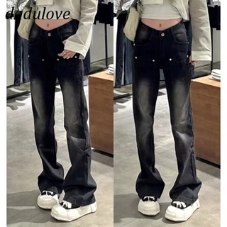 DaDulove💕 New Korean Style Multi-pocket High-waisted Jeans Niche Fashion Plus-size Straight-leg Pants
