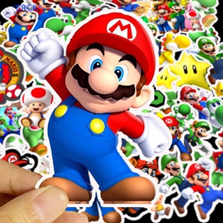 Erck&gt; สติกเกอร์ PVC ลายการ์ตูนเกม Super Mario DIY สําหรับติดตกแต่งแล็ปท็อป 50 ชิ้น
