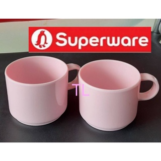 แก้วกาแฟ 2ใบ สีชมพู (ไม่มีกล่อง)  เมลามีน100% ตรานกเพนกวิน superware