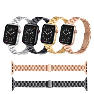 สายนาฬิกาข้อมือ สเตนเลส แบบบาง หรูหรา สําหรับ Apple watch Series 8 7 SE 6 5 4 Ultra 49 มม. 45 มม. 41 มม. 40 มม. 44 มม. 42 มม.