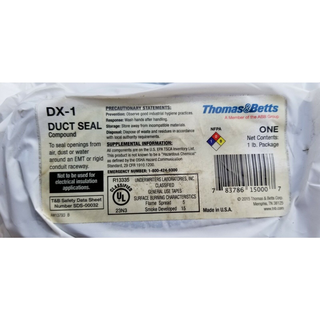 "THOMAS&BETTS" DUCT SEAL COMPOUND 1LB DX5 (1ปอนด์) U.S.A มาตรฐาน UL